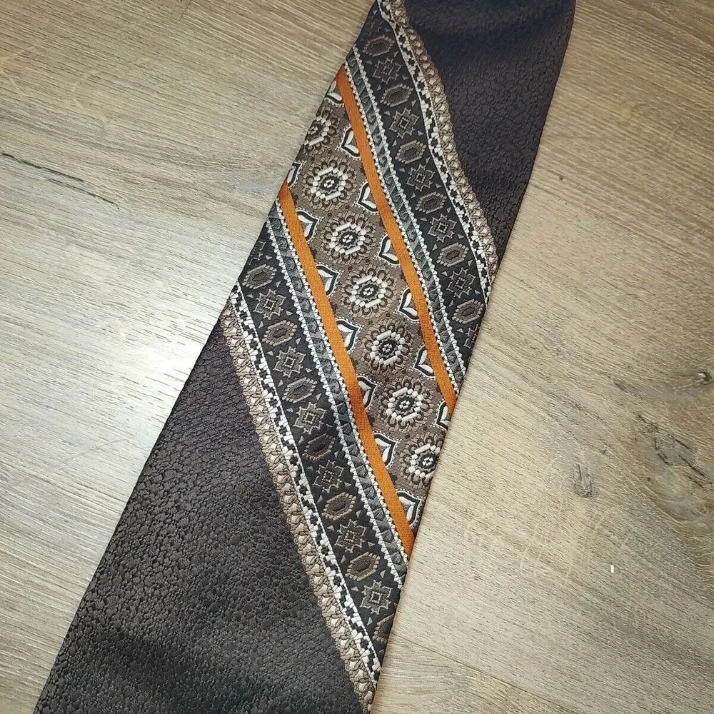 Sid Robbins VINTAGE MENS TIE BROWN GOLD‎ 57